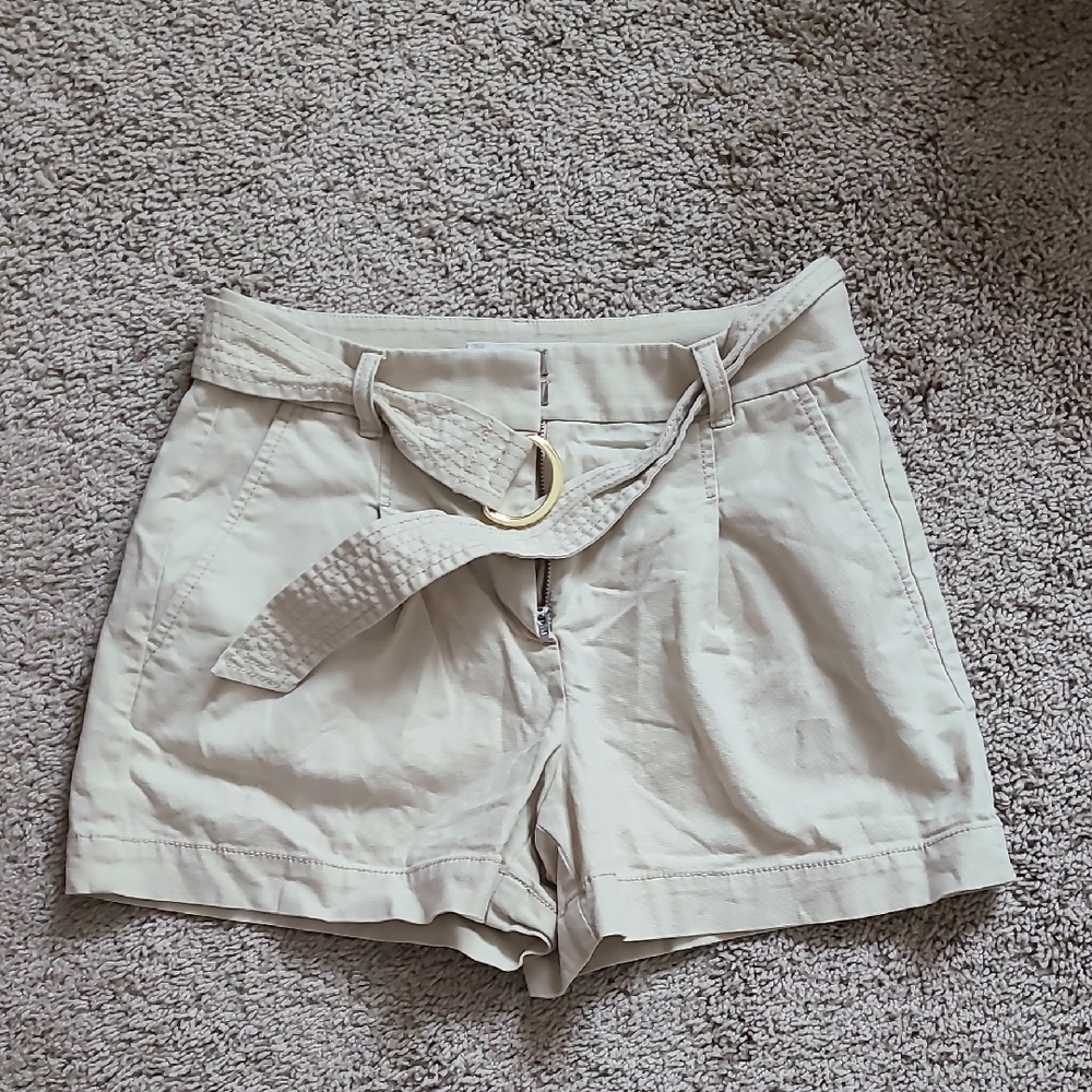 LOFT Cream High Waist Shorts - Picture 2 of 10